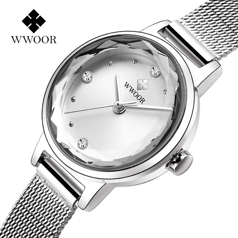 Watch For Women WWOOR Top Luxury Brand Ultra Light Stainless Steel Mesh Belt Small DialQuartz Original Casual Wristwatch