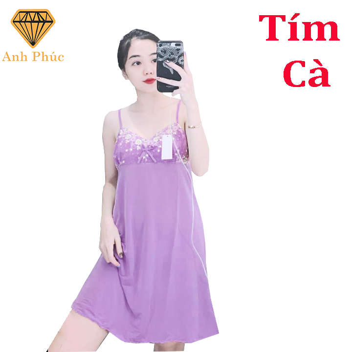 [HCM]Đầm ngủ 2 dây thun lạnh mặc mát  Anh Phúc