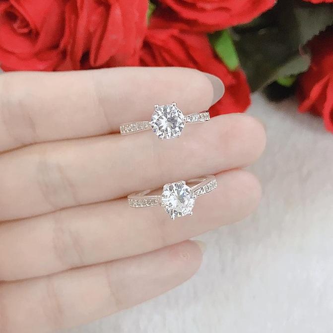Nhẫn bạc ta đính đá mặt đá nhỏ MS45