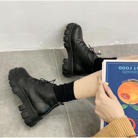[FREESHIP]  Giày JUNISU Boot Nữ Đế Cao Khủng 2 Chất Da Mờ - Bóng 815