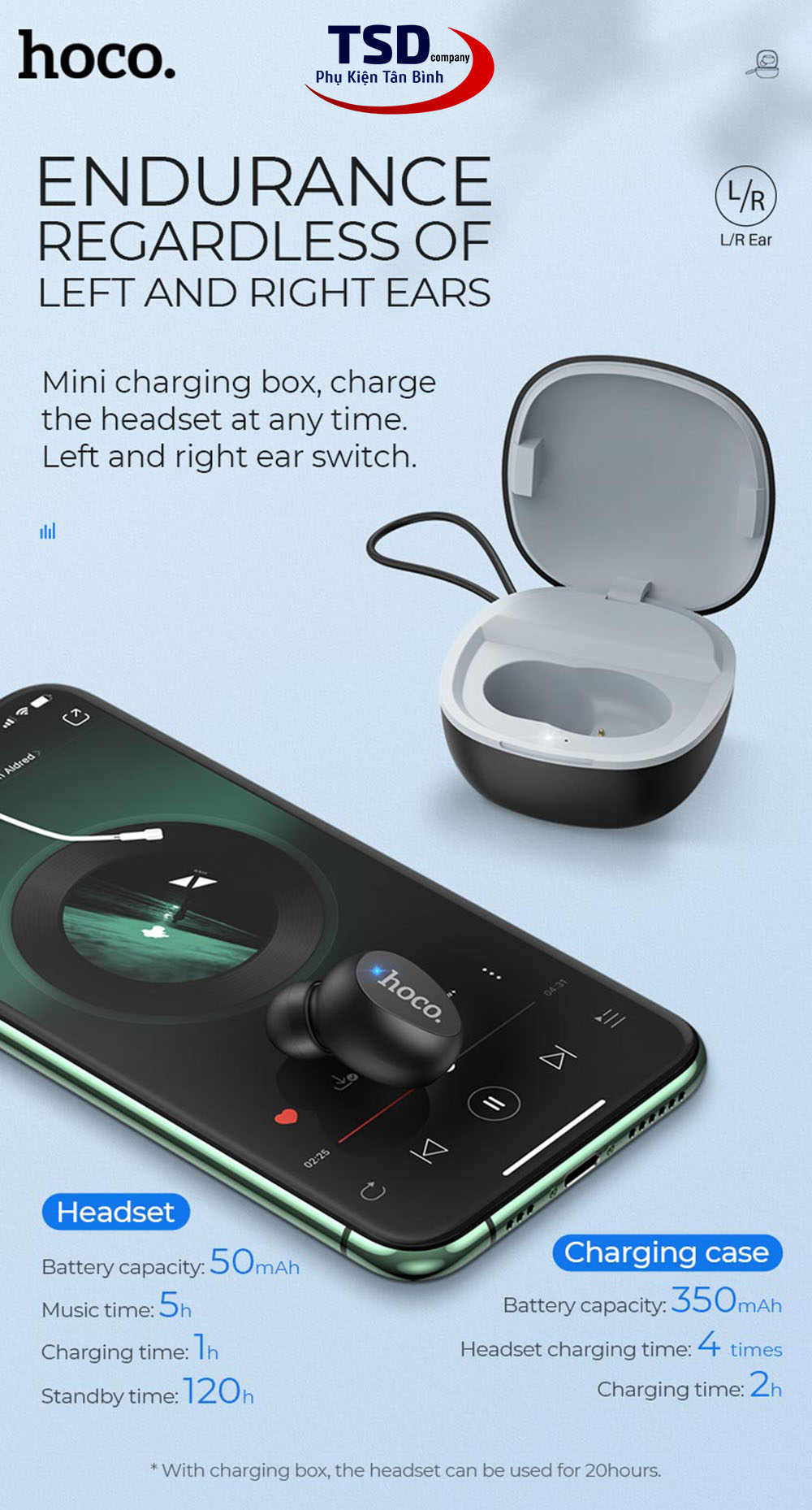 Tai Nghe Bluetooth Mini Hoco E50 Chính Hãng Cảm Ứng Chạm