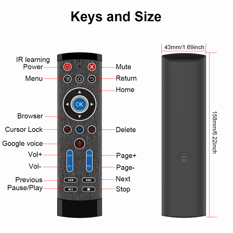 Bàn Phím Điều Khiển TV Box Fly Air Có Mic Điều Khiển Giọng Nói Và Chuột Bay Không Dây Cảm Biến Thông Minh có LED bàn phím số Bảo Hành 12 Tháng T1MAX điều khiển từ xa