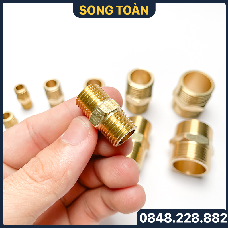 Kép Ren Đồng, Hai Đầu Ren Ngoài - Bằng Đồng Thau Bước Ren Bsp Hệ G - Man Cút Nối Ren