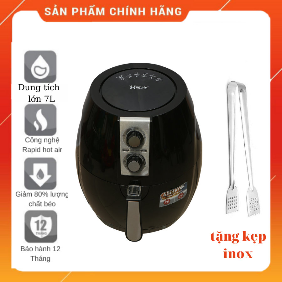 Nồi Chiên Không Dầu Homely - Thái Lan (6L,7L) - Dung Tích Lớn - Thiết Kế Hiện Đại, Rổ Chiên, Lòng Nồi làm bằng chất liệu cao cấp. Chiên Ngon Không Lo Sợ Béo - Hàng Chất Lượng bảo hành 12 Tháng
