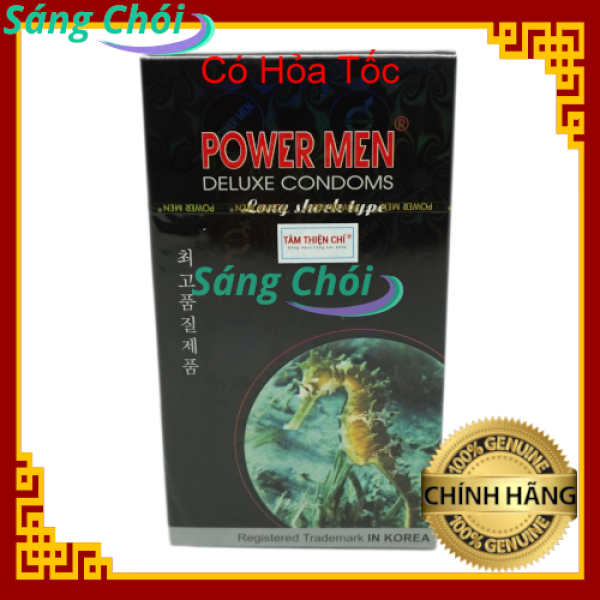 Bao Cao Su POWER MEN Long Shock (Cá Ngựa) Hộp 12 Chiếc - POWER MEN Long Shock Condoms 12s - POWERMEN BCS PWM