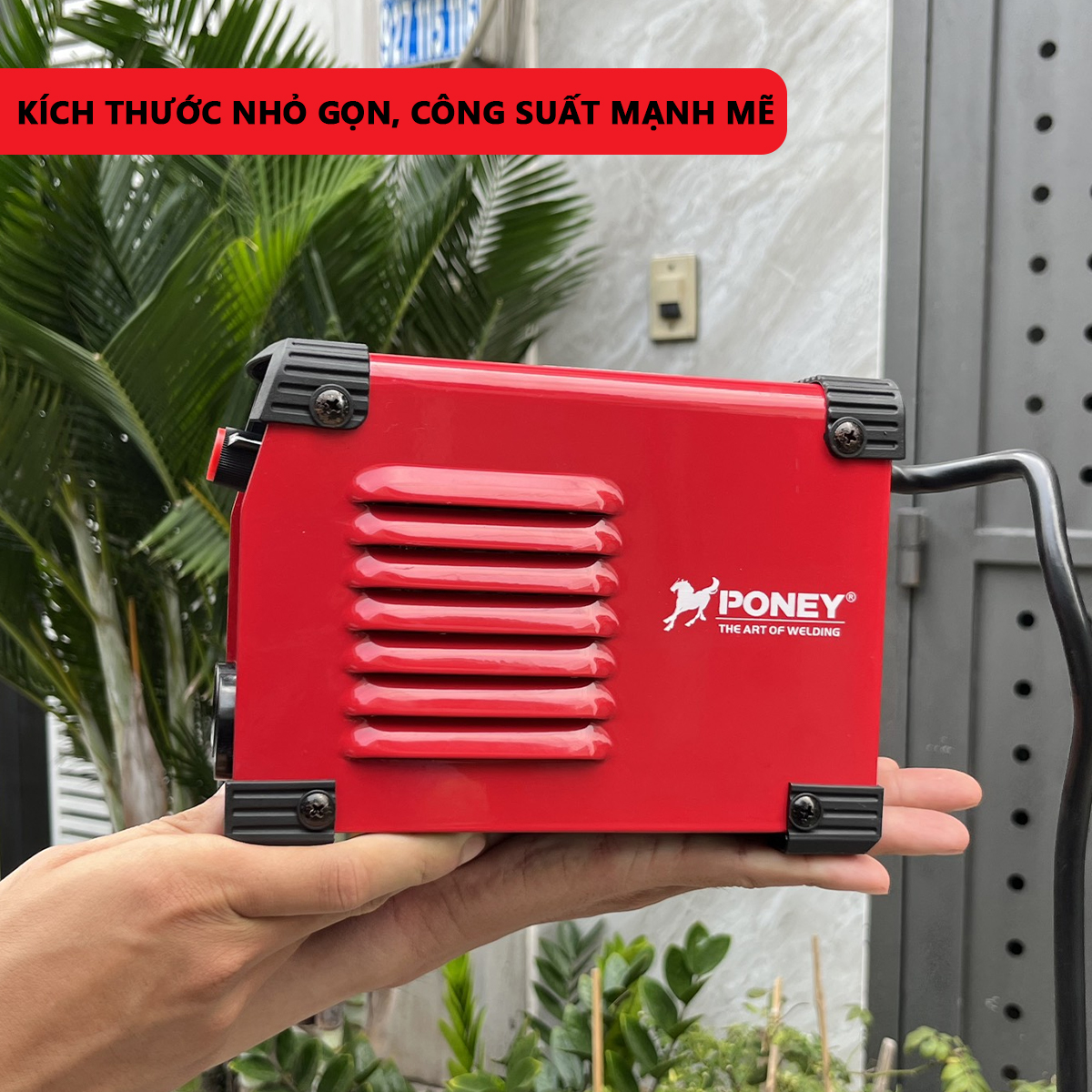 Máy hàn mini, máy hàn điện tử, hàn que PONEY 200A hàn kéo que 3.2 li đầy đủ bộ phụ kiện, bù hồ quang, hàn được que inox, công nghệ IGBT