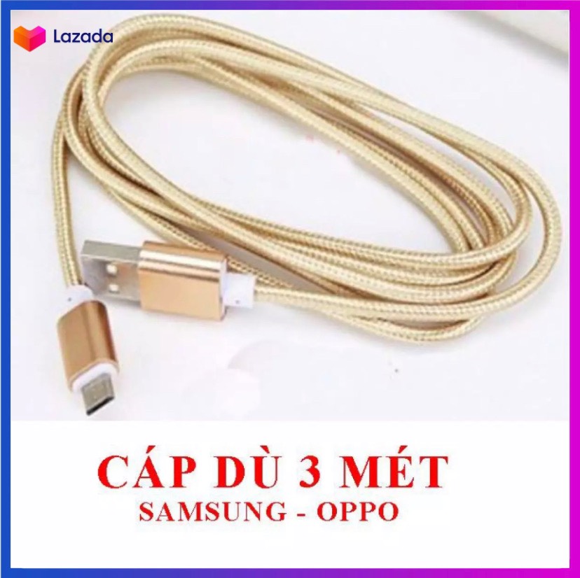 Cáp micro usb 3m 2.4a sạc nhanh cho samsung, huawei, oppo, xiaomi, cáp usb micro cho android dây điện thoại.