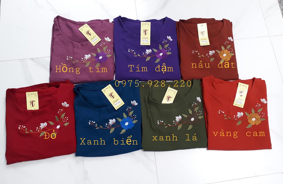 Bộ đồ trung niên cao cấp thêu hoa