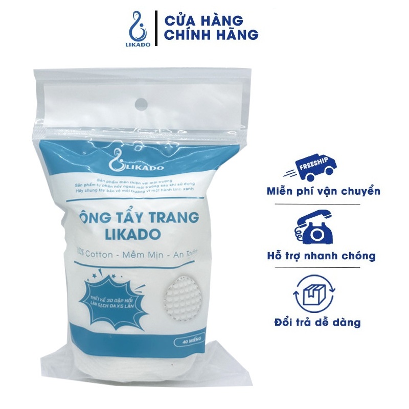 Bông tẩy trang Likado miếng tròn 40 miếng (BTT 40 MIẾNG)