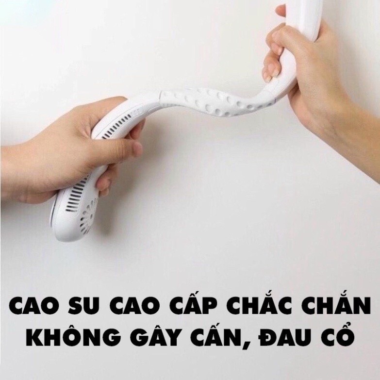 Quạt đeo cổ mini không cánh tích điện pin trâu 4000mAh, 3 cấp độ gió, kiểu dáng thời trang, quạt treo cổ siêu mát