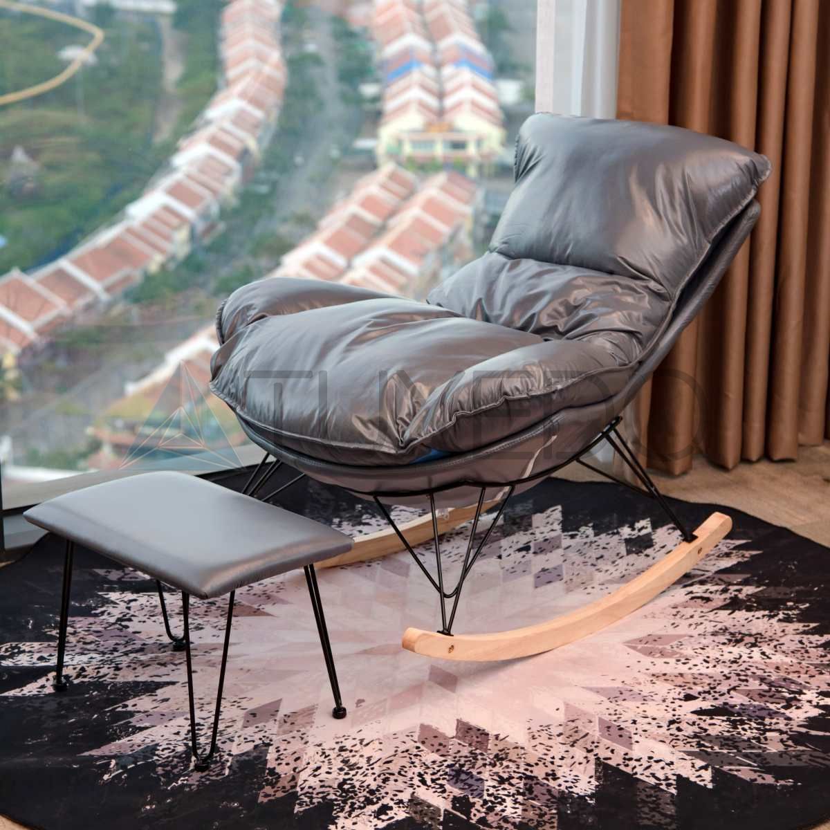 Ghế bập bênh thư giãn - Chất liệu nỉ da Simili