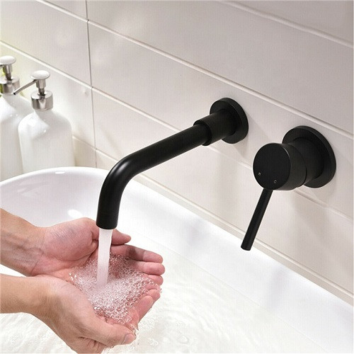 Vòi Lavabo Đen Nóng Lạnh Âm Tường, vòi rủa tay màu đen - hàng cao cấp