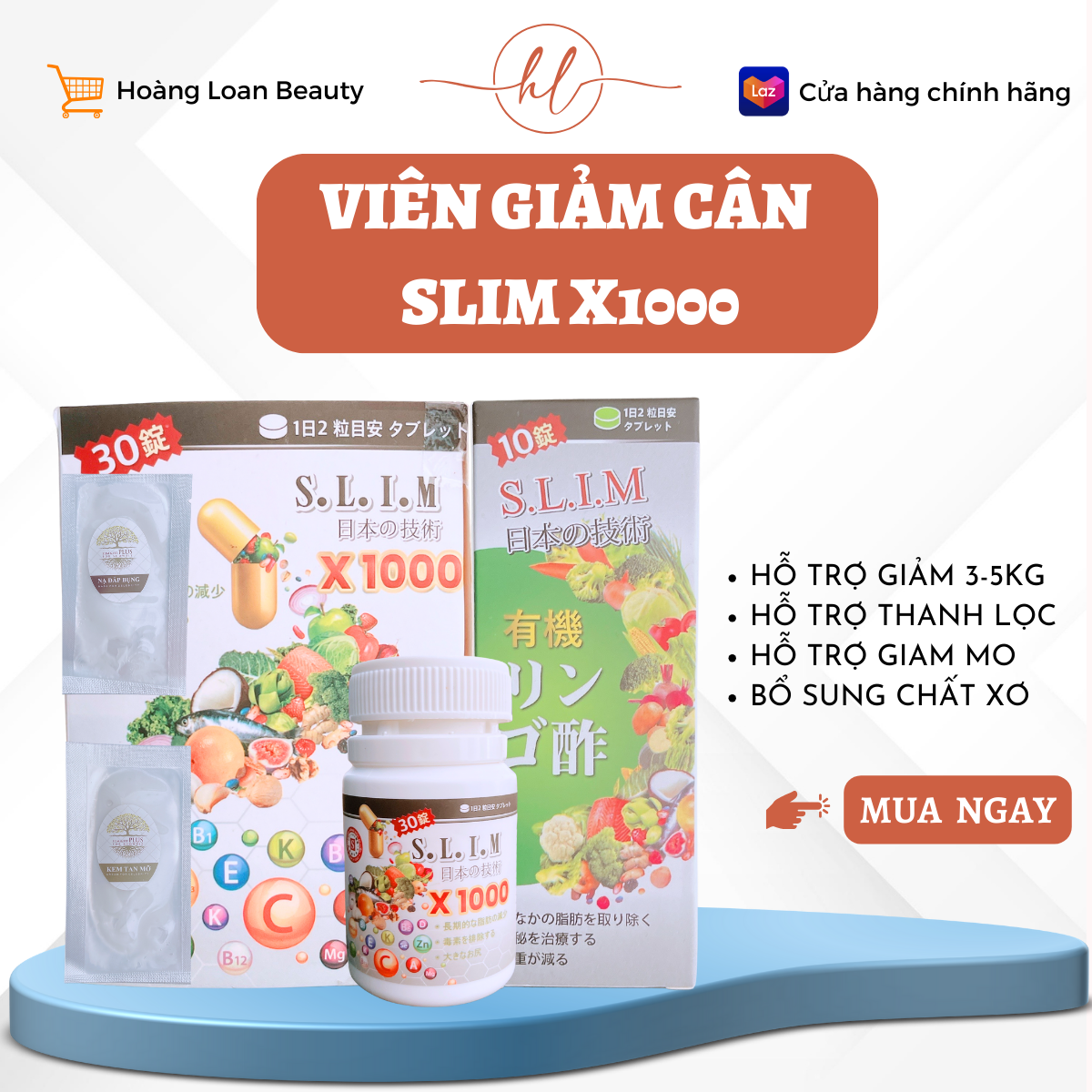 Giảm cân Slim X1000 tặng xổ súp lơ xanh chính hãng hỗ trợ 3-5KG
