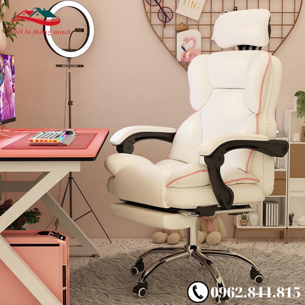 Seat ergonomics đệm upscale, chair swivel office work with footrest headrest, chair gaming game ergonomic