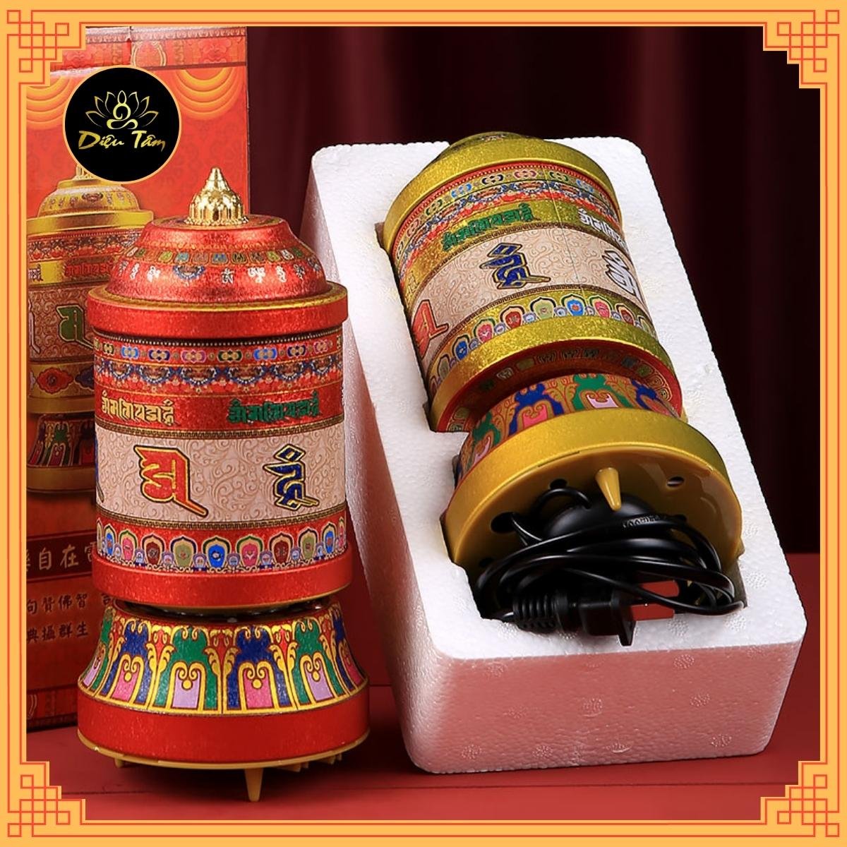 Kinh luân điện-Bánh xe cầu nguyện cắm điện pháp khí mật tông đồ thờ cúng