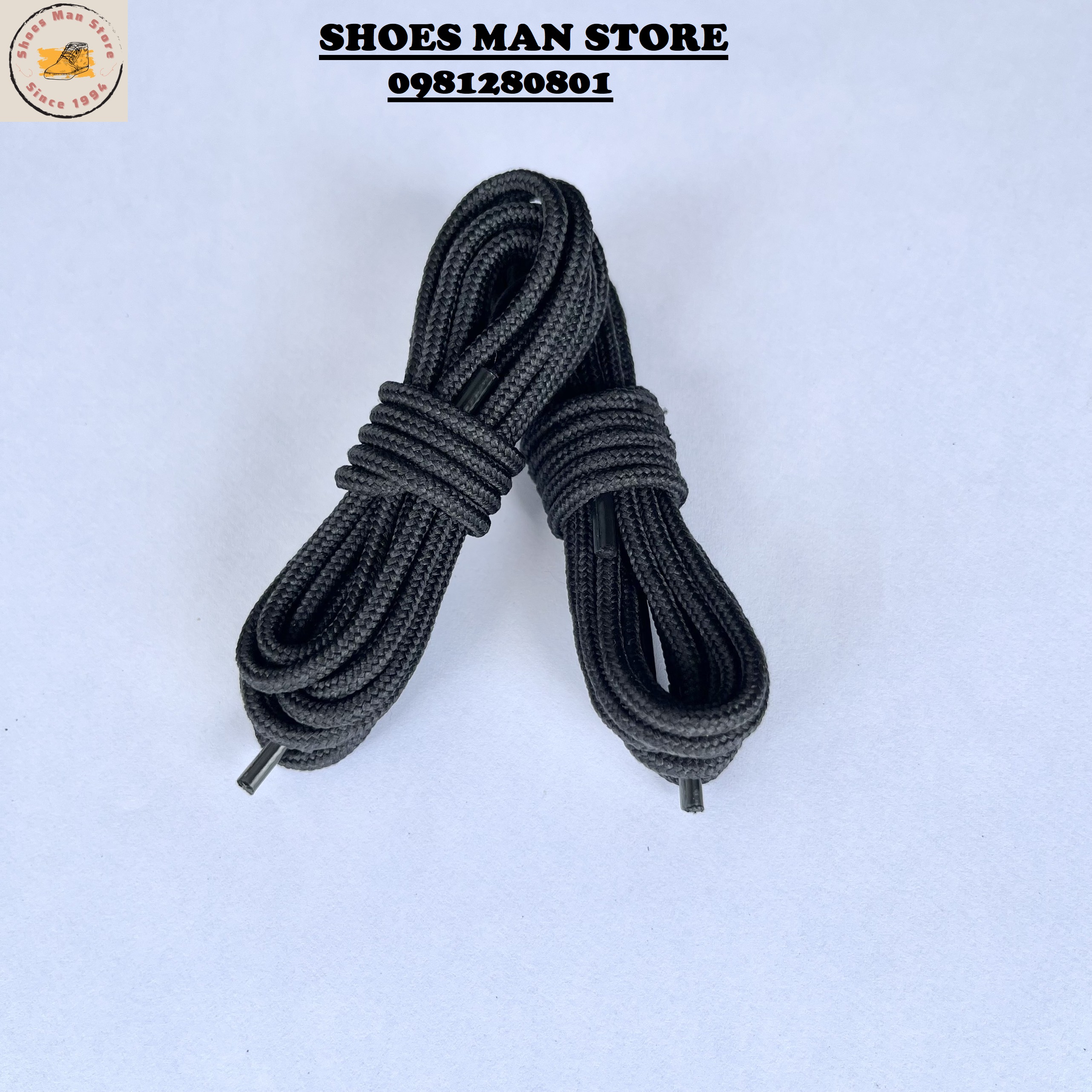 Dây Giày Boots Bản Tròn Dài 120cm Màu Đen
