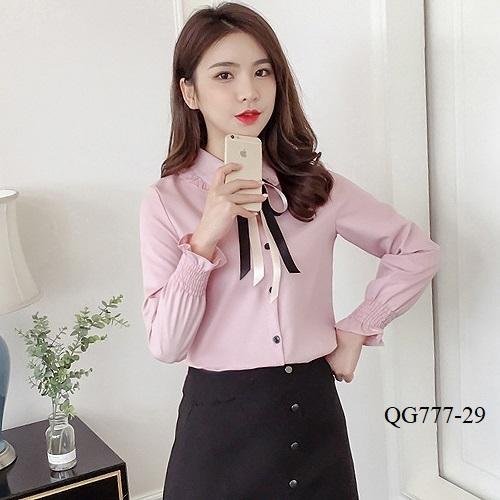 QG777 -ÁO SƠ MI THIẾT KẾ THẮT NƠ -BIGSIZE