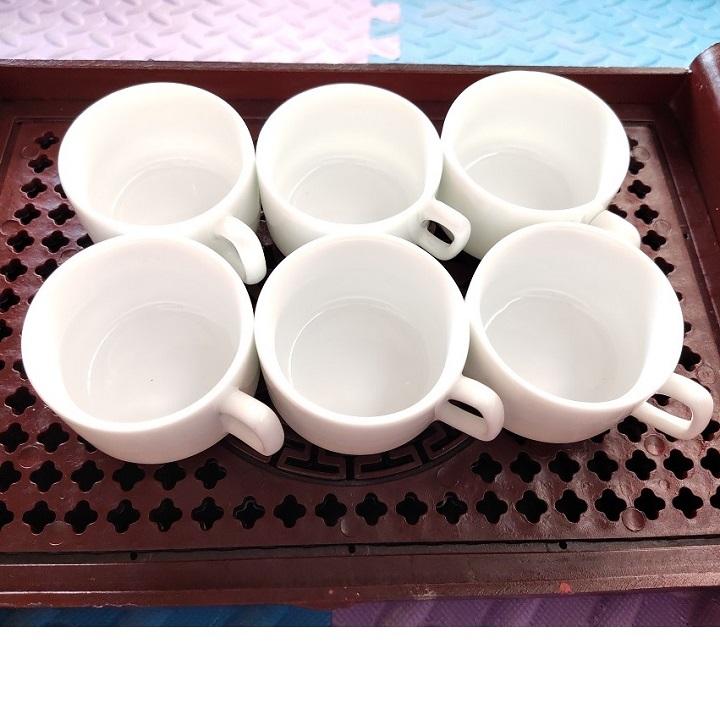 Bộ 6 chén/tách sứ siêu trắng dáng vuông Bát Tràng