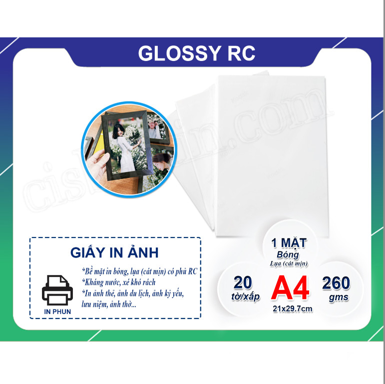 [HCM]GIẤY IN GLOSSY RC A4 260G