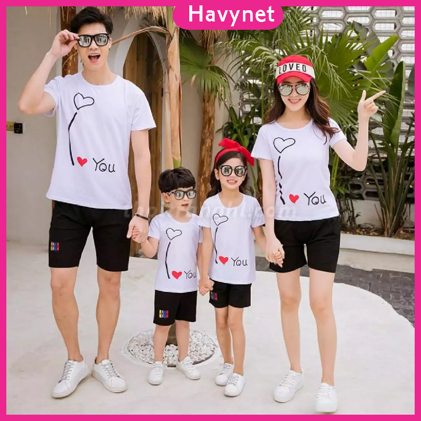 Áo Gia Đình 3 Người In Họa Tiết Sắc Nét Trên Nền Vải Havynet 50% Cotton, Phù Hợp Cho Mọi Gia Đình