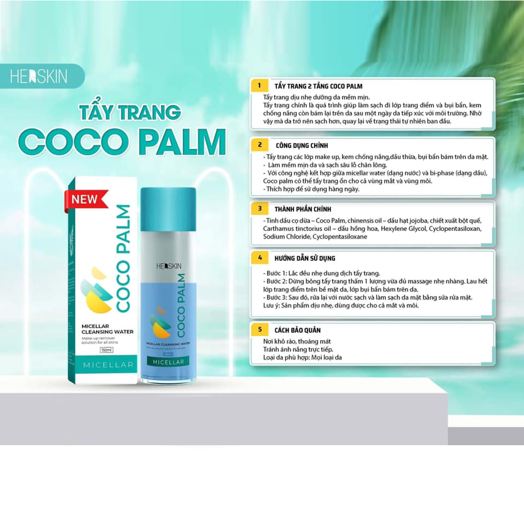 Nước Tẩy Trang 2 Tầng HerSkin Coco Palm Micellar Water 150ml