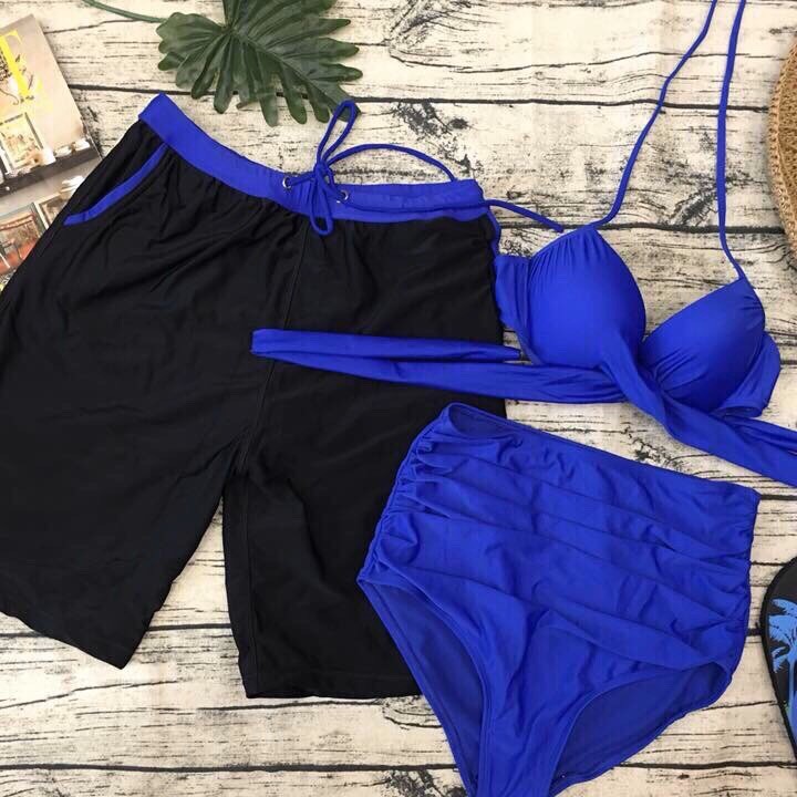 [HCM]Bikini  Cuple Đôi Nam Nữ Áo Chéo Quần Cạp Cao Đi Biễn Rẻ Đẹp ODERI50