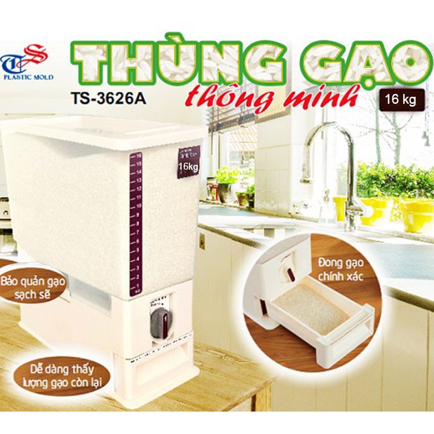 Thùng Đựng Gạo Thông Minh Tashuan 16kg