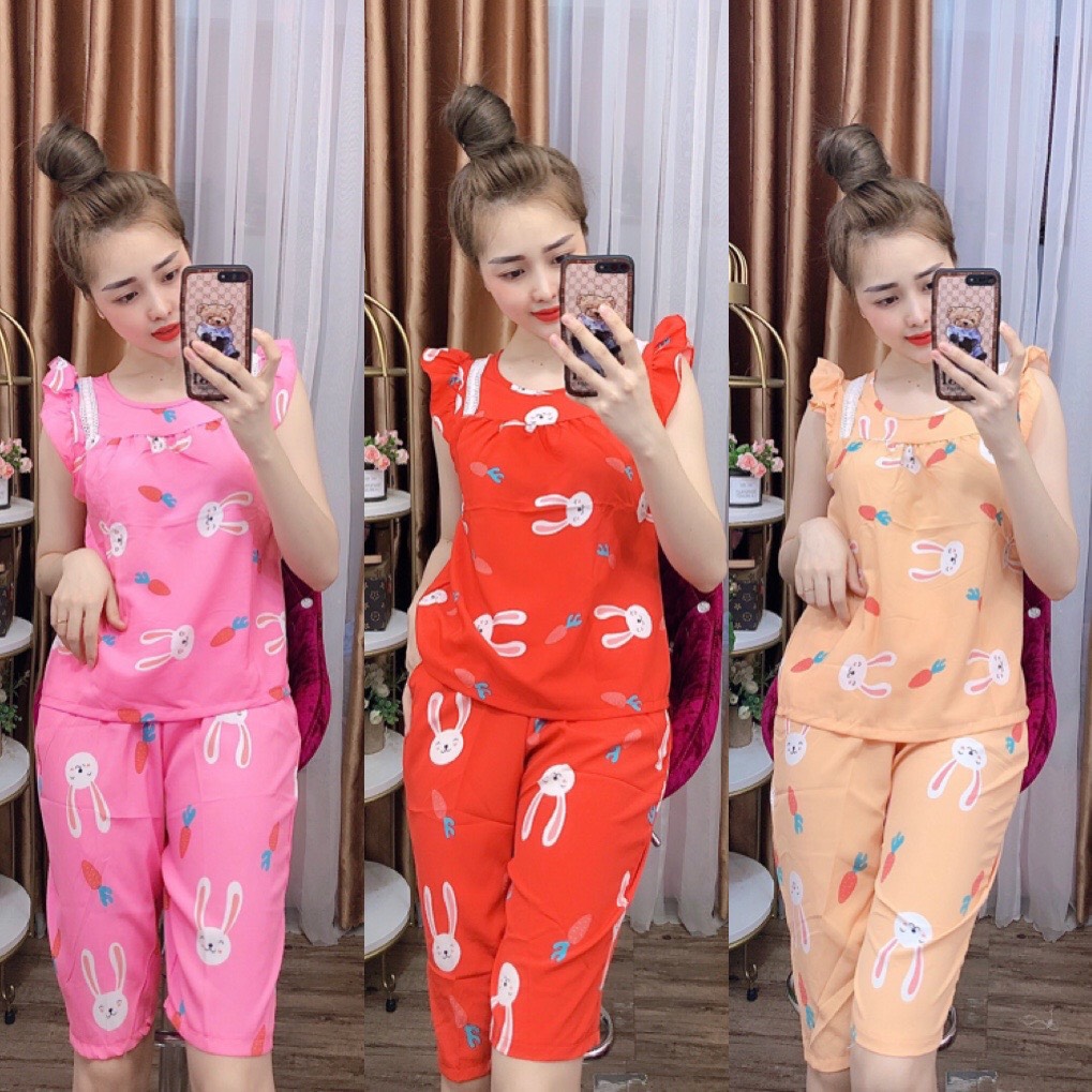 ĐỒ BỘ LỤA LỬNG MẶC NHÀ HỌA TIẾT HÌNH THÚ DỄ THƯƠNG (ẢNH THÂT) CÓ SIZE 40-75KG - LUA20