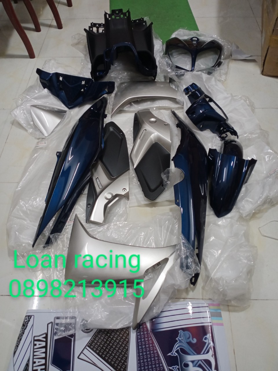 [FREESHIP]Dàn áo , VỎ NHỰA Nouvo LX (Nouvo 4) màu xanh bạc full dàn màu 13 món luôn tem hàng zin chính hãng Yamaha _ SHOP PHỤ TÙNG HONDA