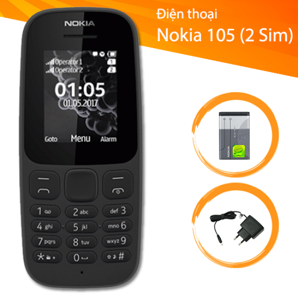 Điện thoại Nokia 105 ( 2017 ) Chính Hãng 100% - 2 SIM - Tặng Sạc - Ship Toàn Quốc