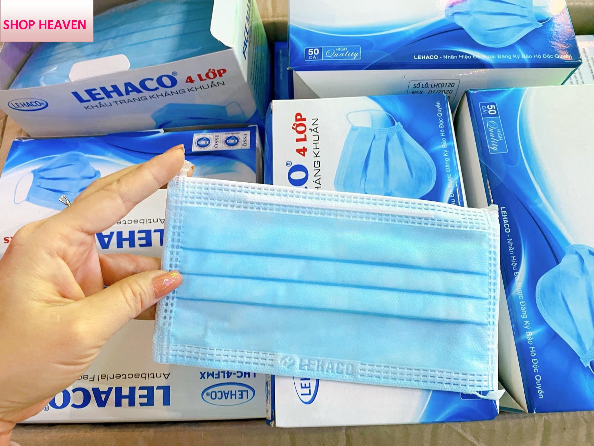 [HỘP 50 CÁI] Khẩu Trang y tế 4 Lớp  kháng khuẩn LEHACO