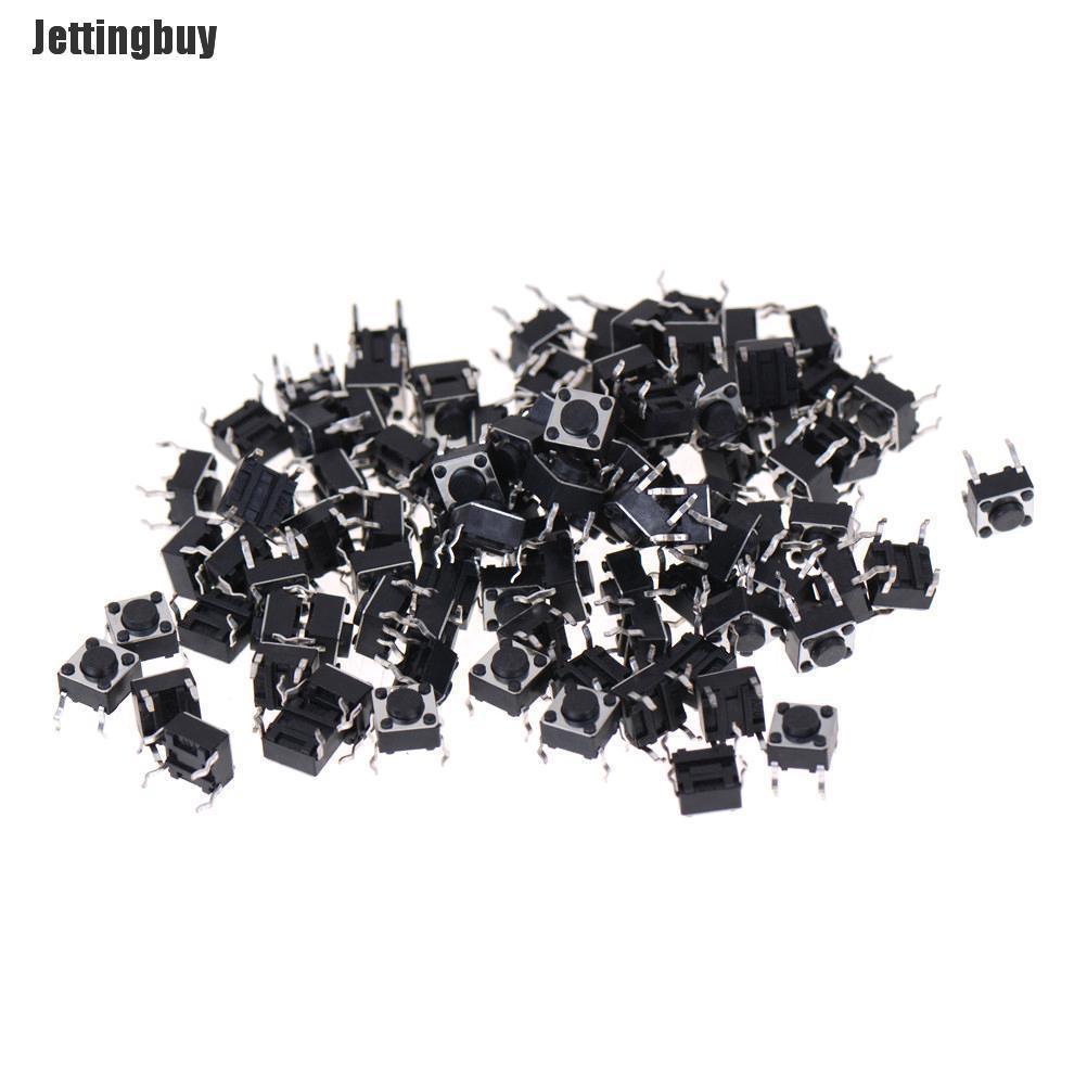 Jettingbuy 100Pcs 6x6x4.5mm Panel PCB Momentary Tactile Tact Push Button Switch