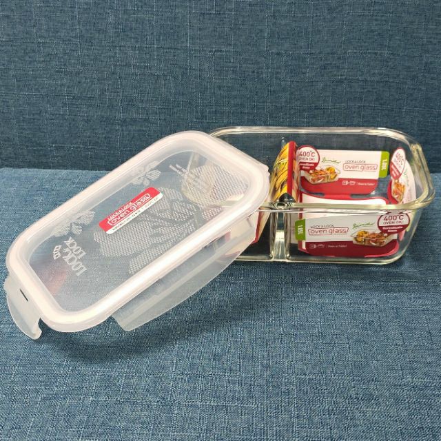 [HCM]Bộ 2 hộp thủy tinh Lock&Lock (1 hộp 2 ngăn 1.05L và 1 hộp 740ml) kèm túi