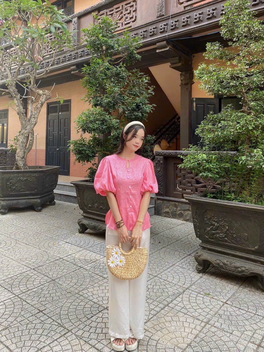 ÁO BÀ BA AN HUY LỤA GẤM TAY PHỒNG