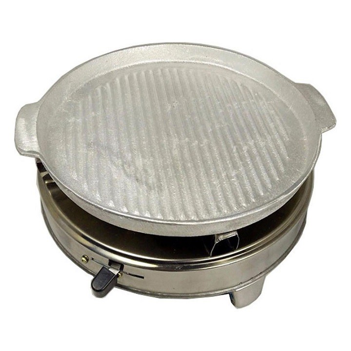 Efficient alcohol cooker and cast iron pan combo