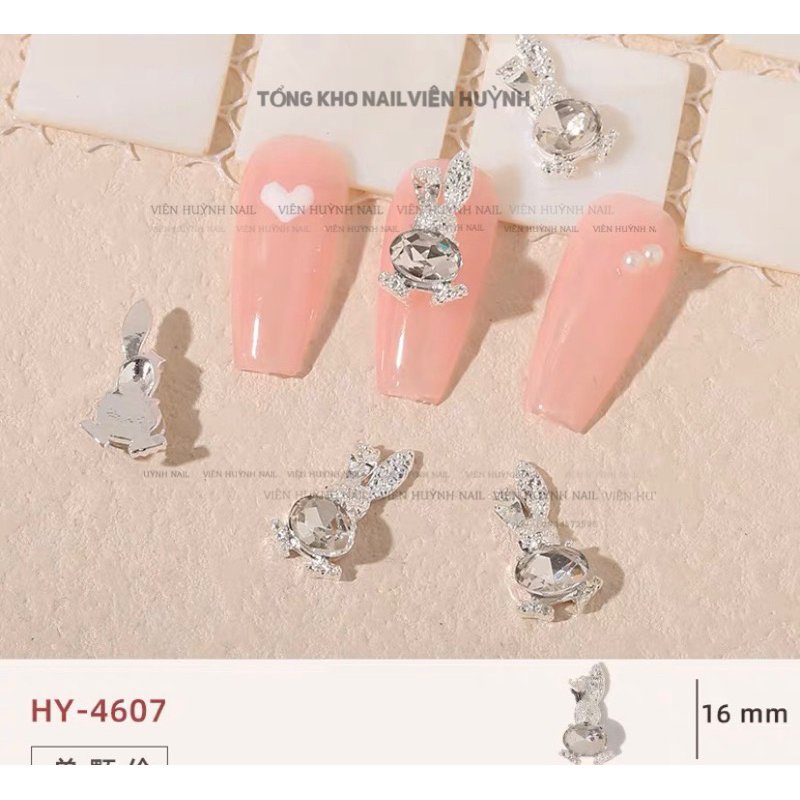Charm gấu kim loại gắn móng