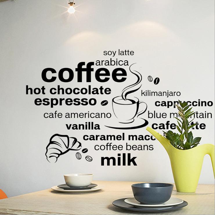 [HCM]Decal dán tường Amyshop- tiếng anh Coffee DKN025
