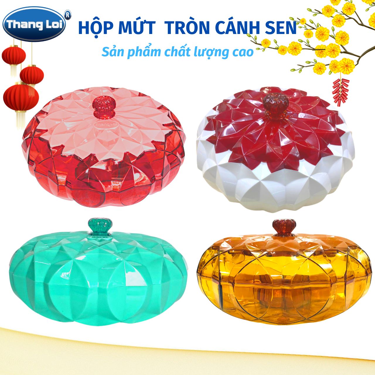 Hộp mứt tết Thắng Lợi Hộp mứt Tròn