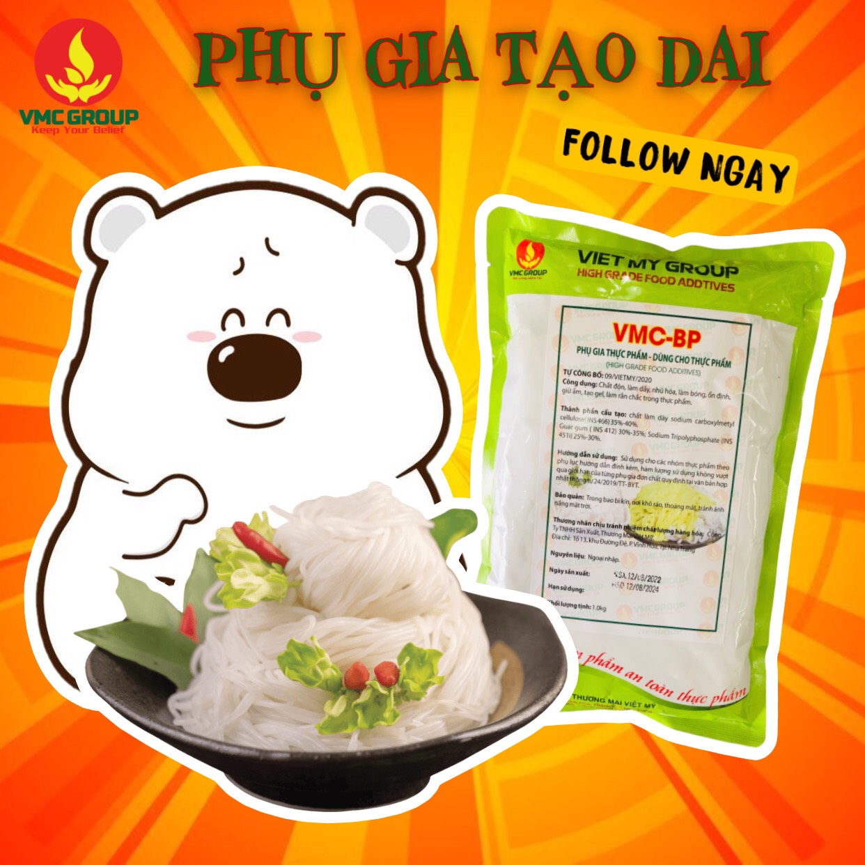 [ VMC - BP ]  - Phụ gia làm bún phở - Tạo dai cho bún mì phở