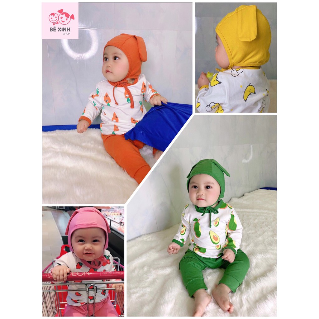 BỘ THU ĐÔNG CHO BÉ TRÁI CÂY TẶNG NÓN BO THU DONG CHO BE MINKY MINKY MOM BO MINKY MOM