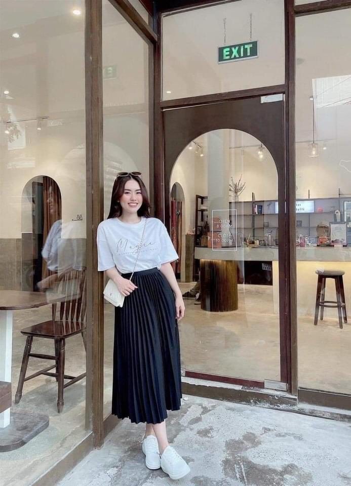 (HÀNG CAO CẤP) Chân váy xếp ly dáng dài sang chảnh