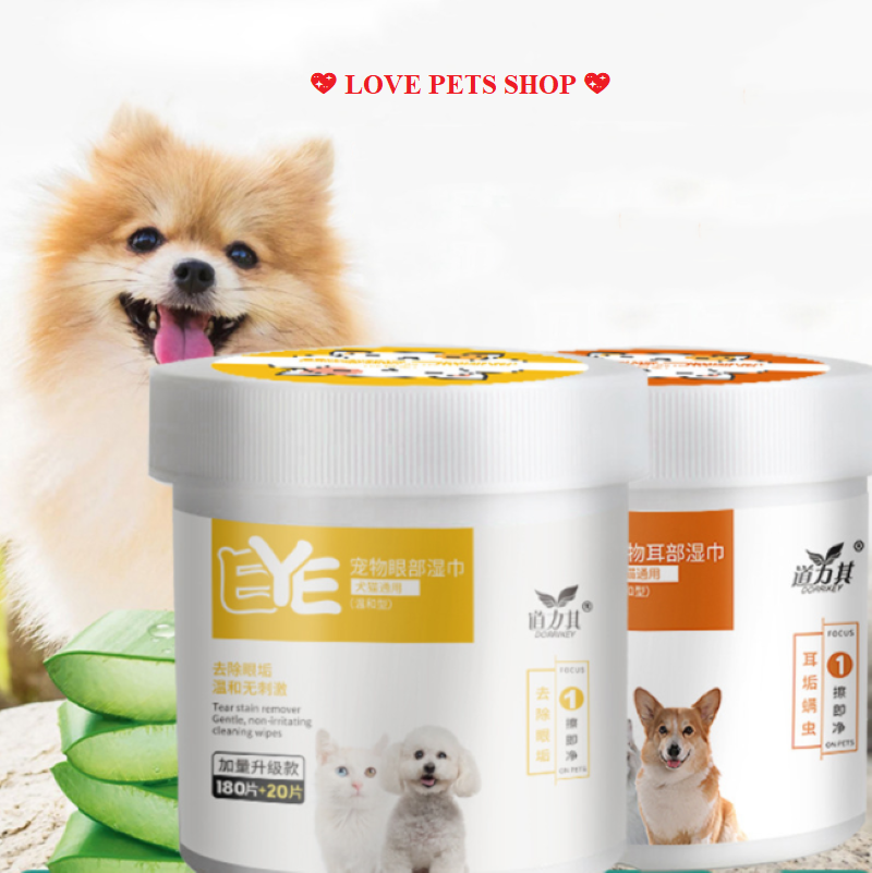 Khăn ướt khử khuẩn vệ sinh tai mắt cho Chó Mèo dạng hộp - Love pets Shop