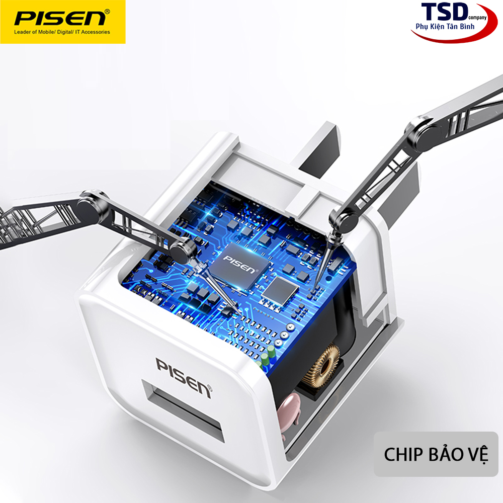 Củ Sạc Pisen 1A TS-C051 Chính Hãng Bản Tiêu Chuẩn Hệ Thống Bảo Vệ Thông Minh
