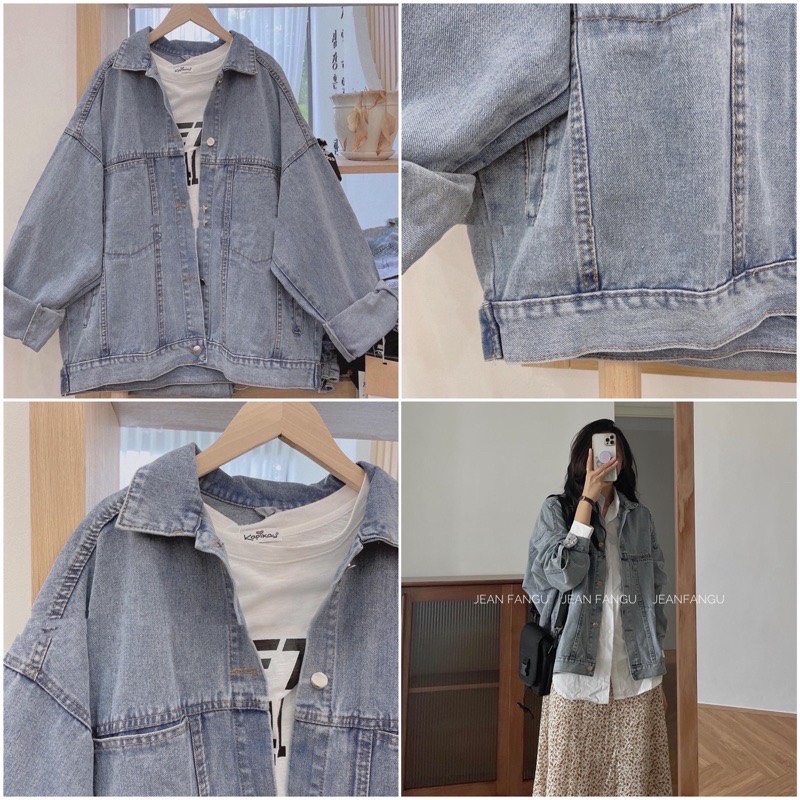 Áo khoác jean nữ dáng rộng ( hàng quảng châu loại 1 sẵn shop )