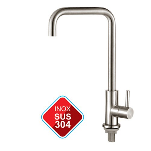Vòi rửa chén lạnh inox 304 vuông, vòi rửa bát, vòi bếp inox sus 304, vòi chậu chén, vòi chậu