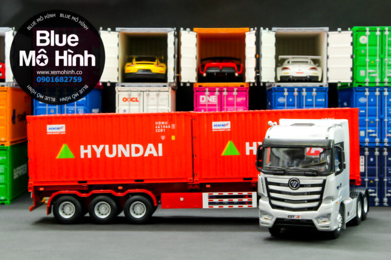 Blue mô hình | Mô hình thùng container xe đầu kéo 1:24