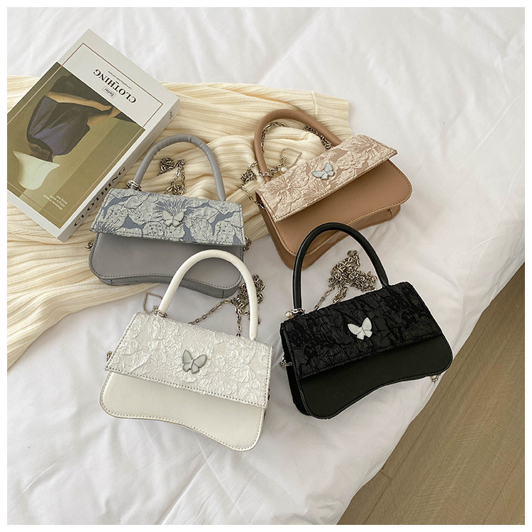 Túi Xách dây xích nữ mini mới túi da đeo chéo đen cổ điển Thời trang hàn quốc bag