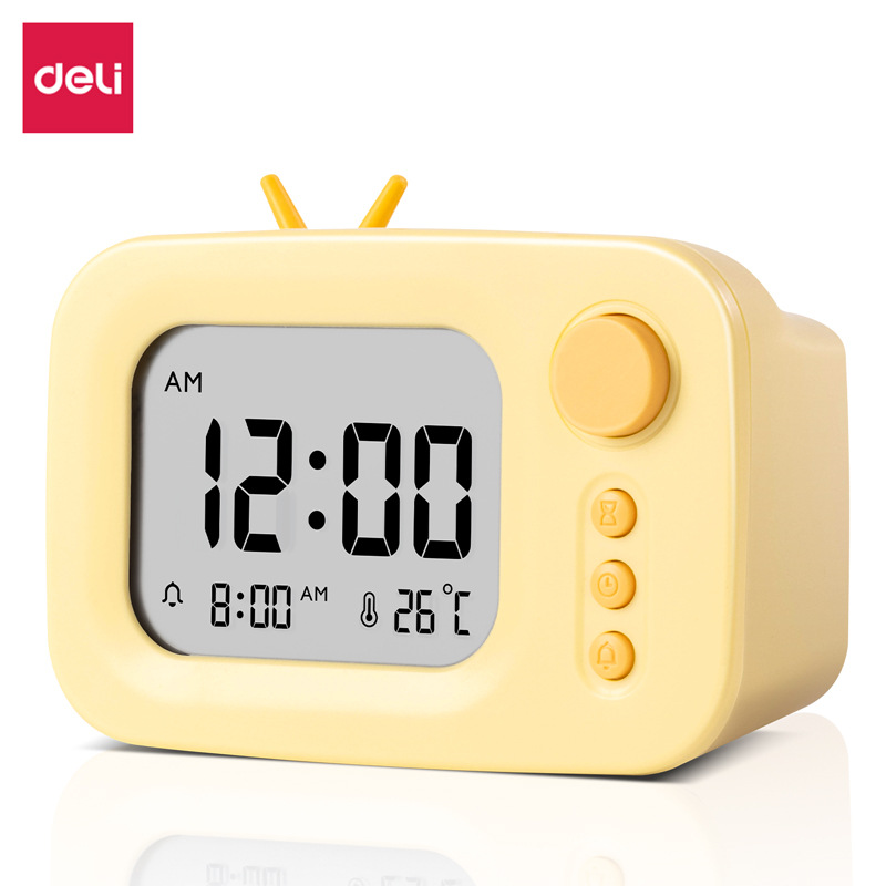 Đồng hồ báo thức deli đồng hồ báo thức điện tử đa chức năng thông minh cho trẻ em gia đình đơn giản dễ thương mới cho học sinh