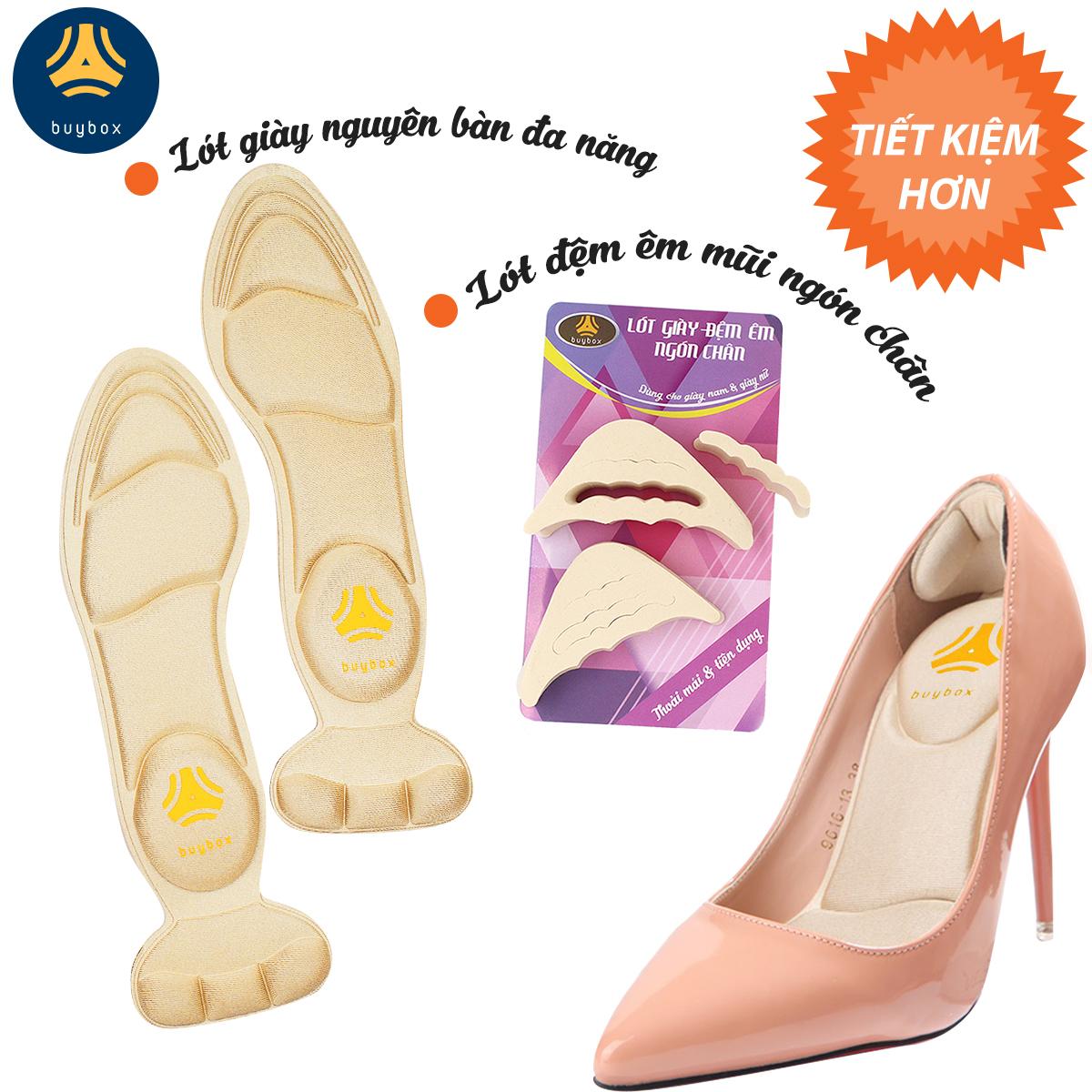 Combo 01 cặp lót giày nguyên bàn chân đa năng và 01 cặp lót mũi giày đệm êm ngón chân - buybox - BBPK11&BBPK50