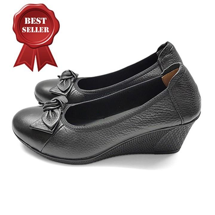 [HCM]Giày búp bê gót 5cm da bò thật